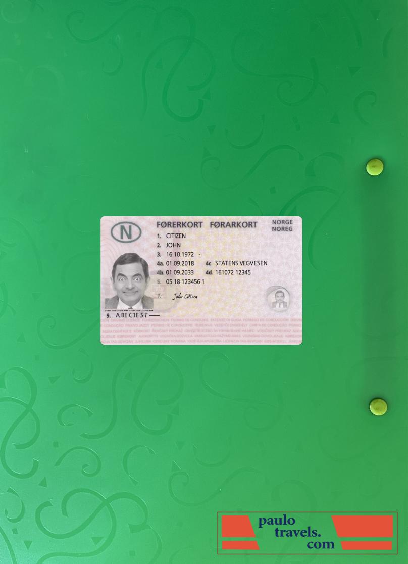 Norway driving license 2018 present photolook front PSD template